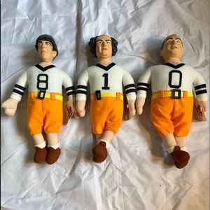 Three Football Moe, Larry, Curly Dolls